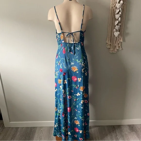 Dress Forum Ruffle Floral High Low Wrap Style Maxi Dress Size Medium Y2K Vibes - Picture 2 of 9